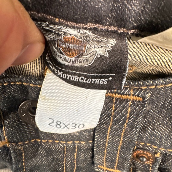 Harley Davidson Y2K Biker Moto Jean Dark Wash Straight Leg Denim Americana 30x30 - Picture 5 of 16